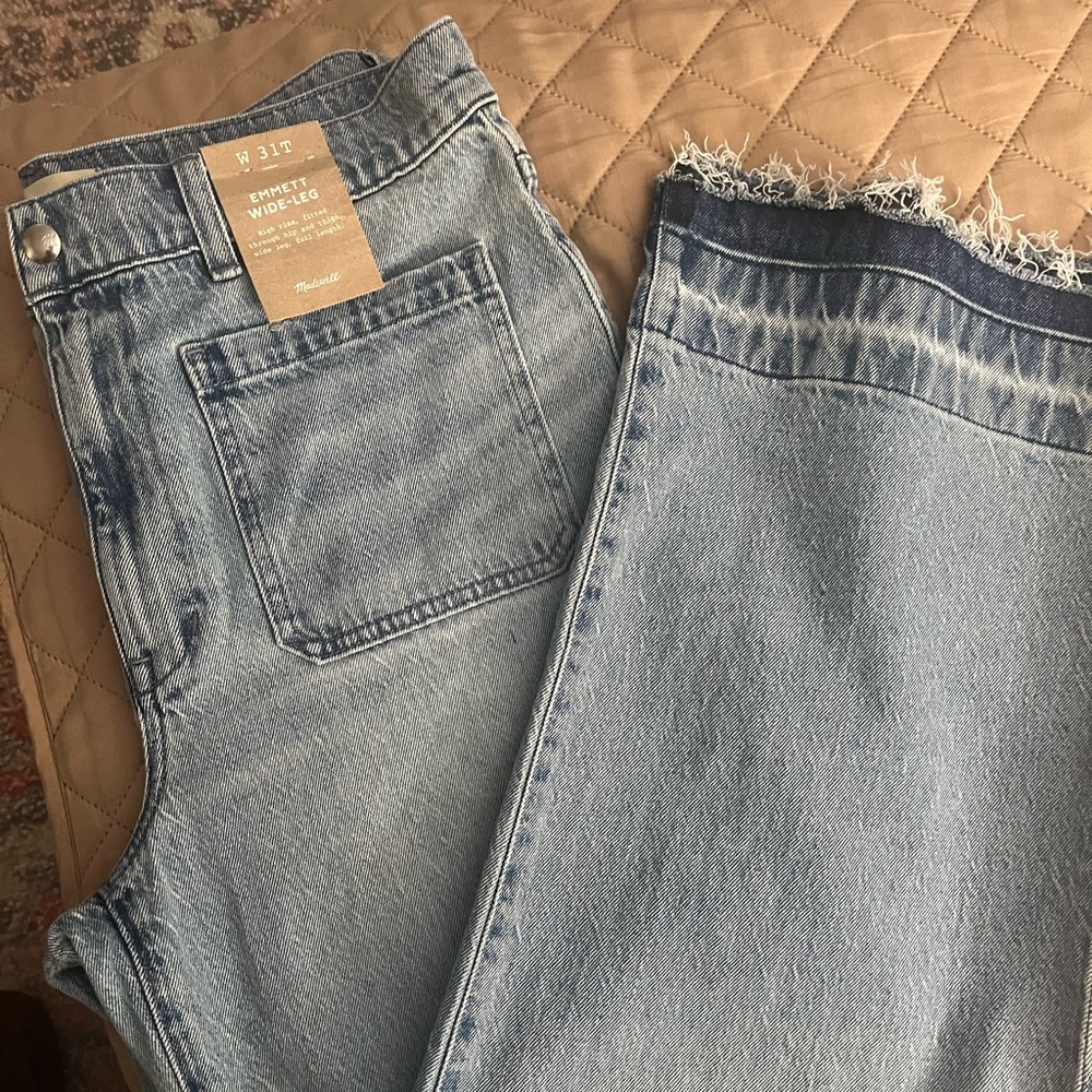 Madewell Women's Straight Leg Jeans in Light blue -EMMETT Wide-Leg TALL - 32”
